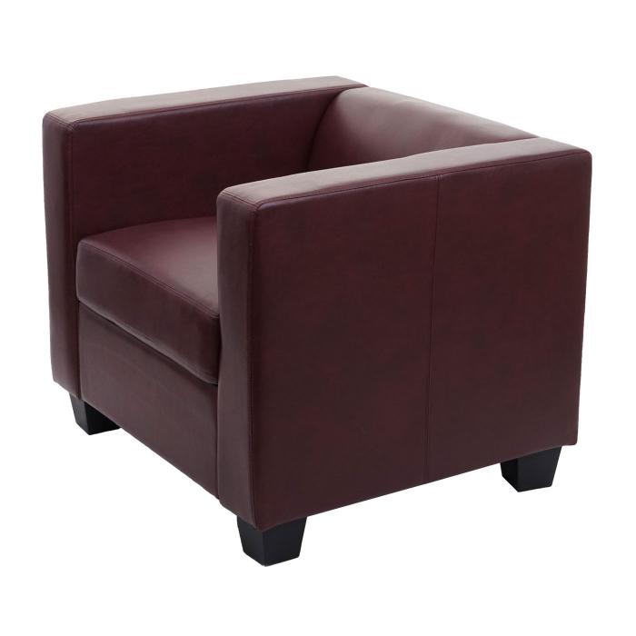 Sessel Loungesessel Lille ~ Kunstleder, rot-braun