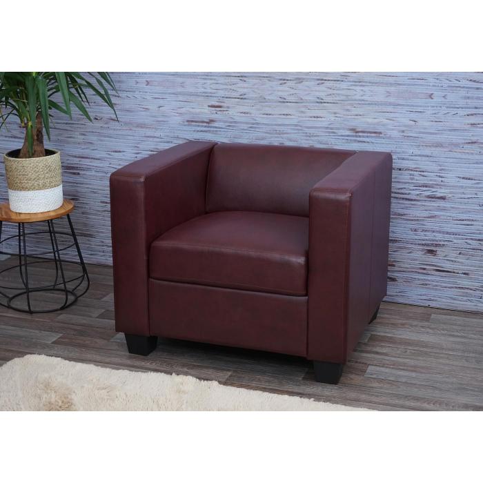 Sessel Loungesessel Lille ~ Kunstleder, rot-braun