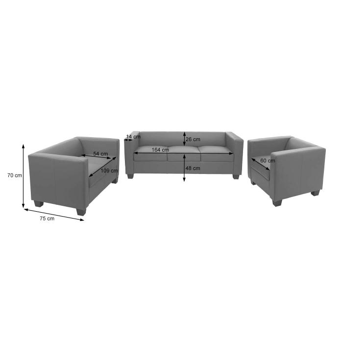 3-2-1 Sofagarnitur Couchgarnitur Loungesofa Lille ~ Kunstleder, creme