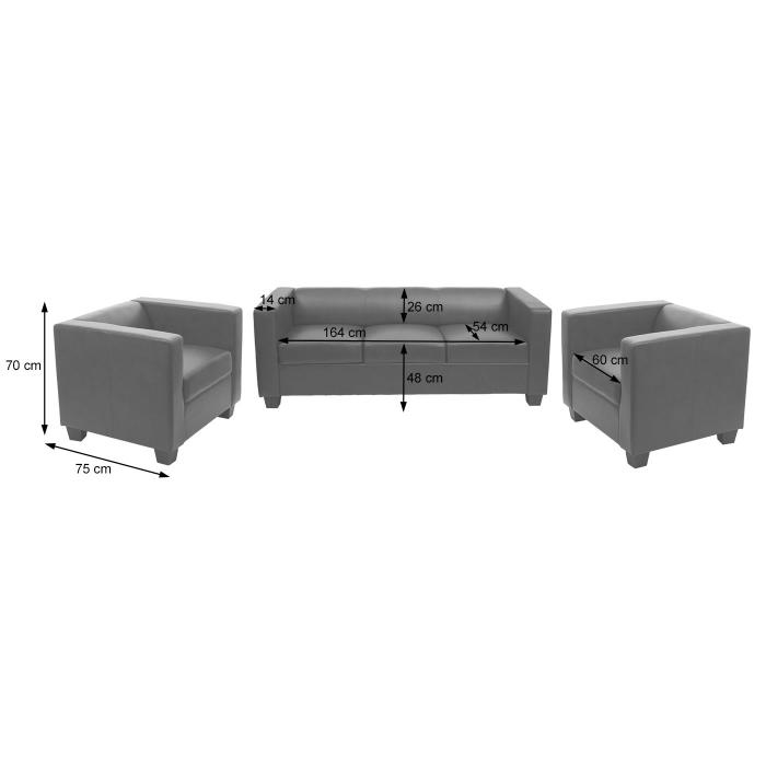 3-1-1 Sofagarnitur Couchgarnitur Loungesofa Lille ~ Kunstleder, creme