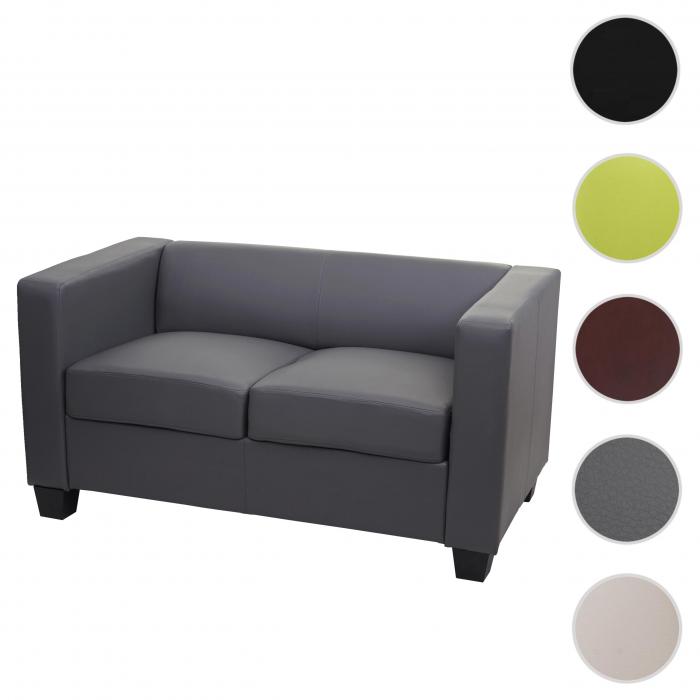2er Sofa Couch Loungesofa Lille ~ Kunstleder, dunkelgrau