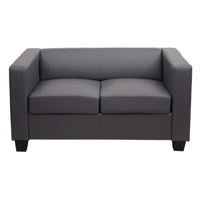 2er Sofa Couch Loungesofa Lille ~ Kunstleder, dunkelgrau