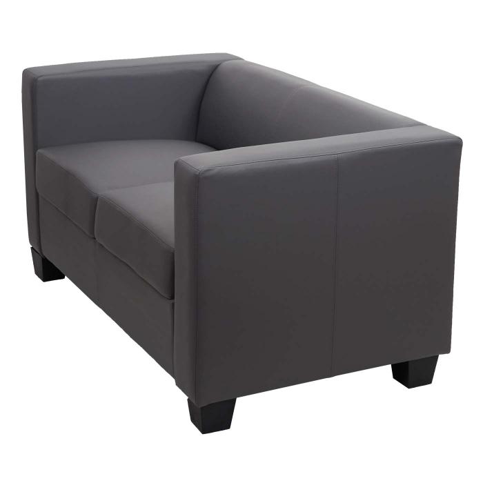 2er Sofa Couch Loungesofa Lille ~ Kunstleder, dunkelgrau