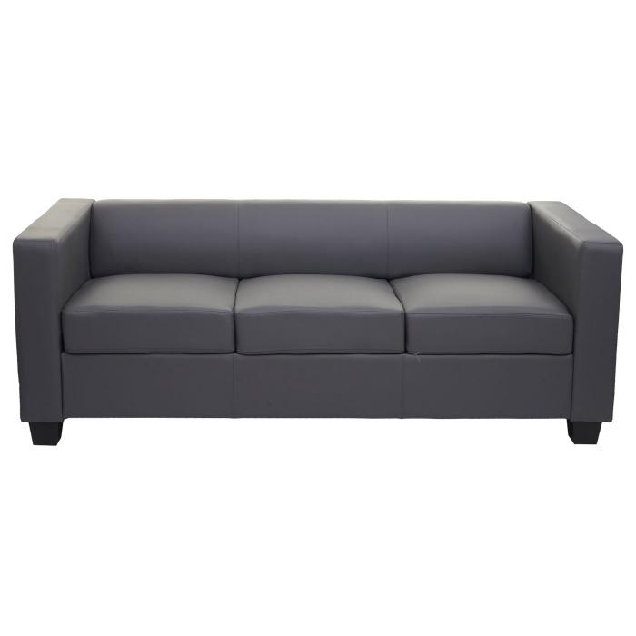 3-1-1 Sofagarnitur Couchgarnitur Loungesofa Lille ~ Kunstleder, dunkelgrau