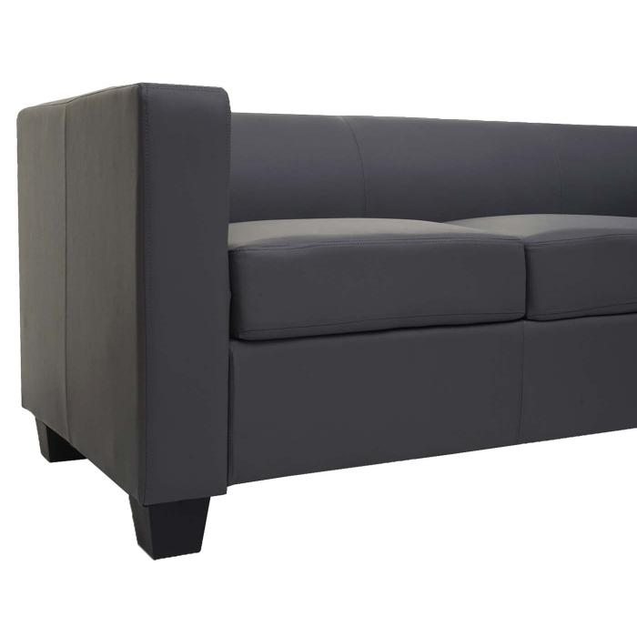 3-2-1 Sofagarnitur Couchgarnitur Loungesofa Lille ~ Kunstleder, dunkelgrau