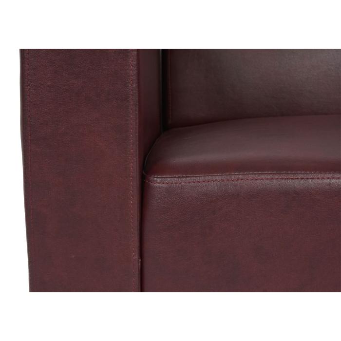 Defekte Ware (Holz in der Lehne gebrochen SK 3)| Sessel Loungesessel Lyon, Kunstleder ~ rot-braun