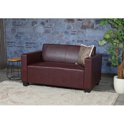 2er Sofa Couch Lyon Loungesofa Kunstleder ~ rot-braun