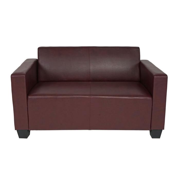 2er Sofa Couch Lyon Loungesofa Kunstleder ~ rot-braun