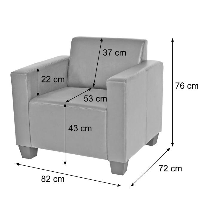 Modular Sessel Loungesessel mit Ottomane Lyon, Kunstleder ~ dunkelgrau