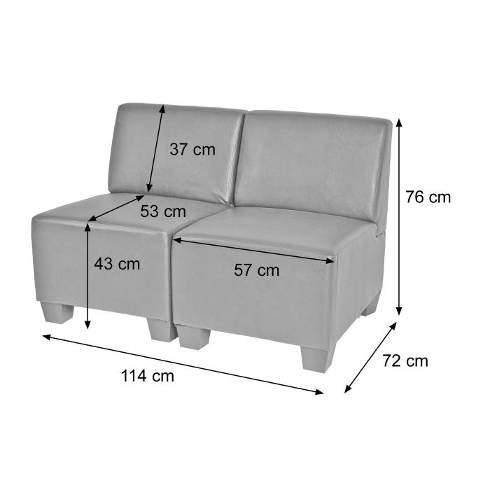 Modular 2-Sitzer Sofa Couch Lyon, Kunstleder ~ rot, ohne Armlehnen