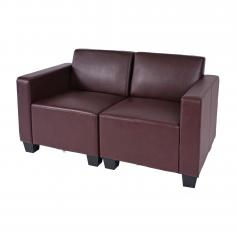 B-Ware (Ecke beschädigt SK2) | Modular 2-Sitzer Sofa Couch Lyon, Kunstleder ~ rot-braun