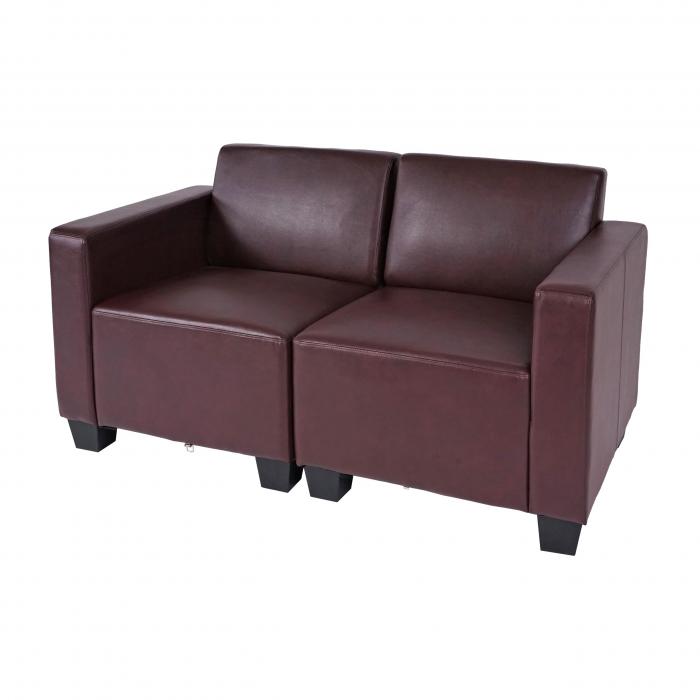 2er Sofa Couch Loungesofa Lyon Textil Kunstleder creme schwarz braun rot 