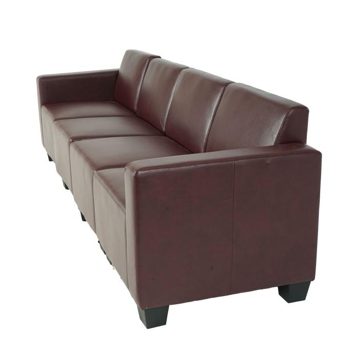 Modular 4-Sitzer Sofa Couch Lyon, Kunstleder ~ rot-braun