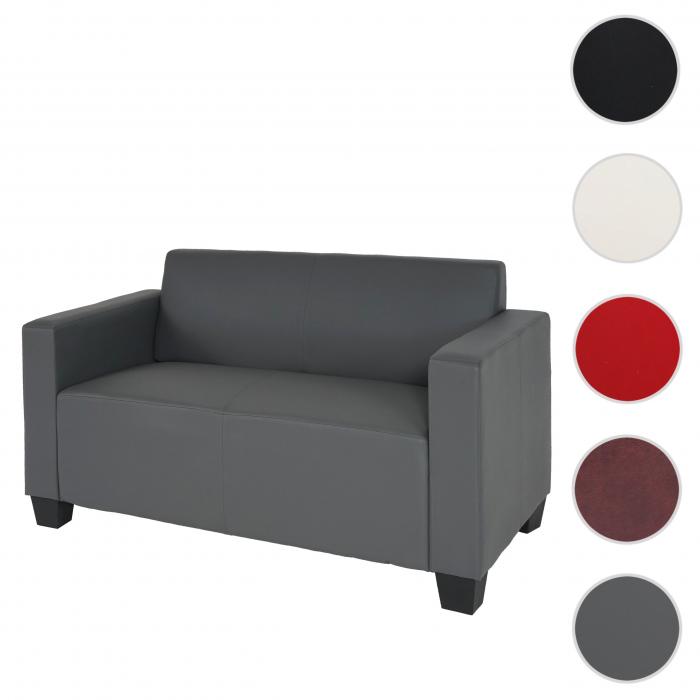 2er Sofa Couch Lyon Loungesofa Kunstleder ~ dunkelgrau
