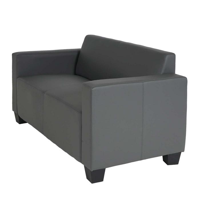 Sofa-Garnitur Couch-Garnitur 2x 2er Sofa Lyon Kunstleder ~ dunkelgrau
