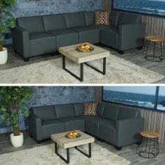 Modular Sofa-System Couch-Garnitur Lyon 5, Kunstleder ~ dunkelgrau