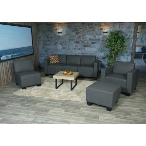 Modular Sofa-System Couch-Garnitur Lyon 3-1-1-1, Kunstleder ~ dunkelgrau