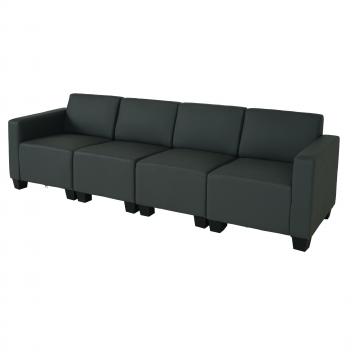 Modular 4-Sitzer Sofa Couch Lyon, Kunstleder ~ dunkelgrau