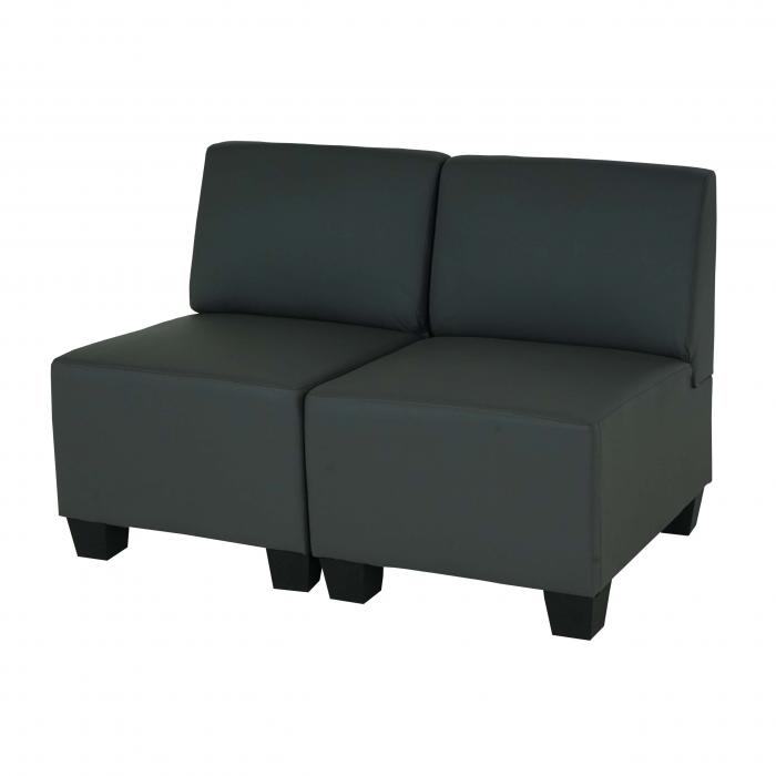 Modular 2-Sitzer Sofa Couch Lyon, Kunstleder ~ dunkelgrau, ohne Armlehnen