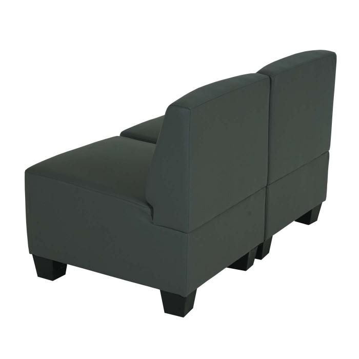 Modular 2-Sitzer Sofa Couch Lyon, Kunstleder ~ dunkelgrau, ohne Armlehnen