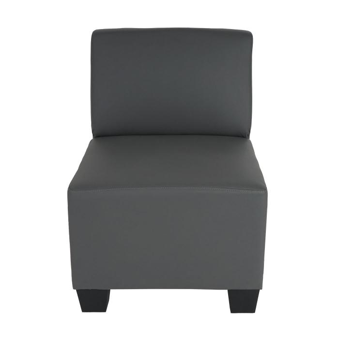 Modular 4-Sitzer Sofa Couch Lyon, Kunstleder ~ dunkelgrau