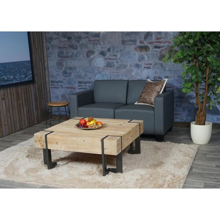 Modular 2-Sitzer Sofa Couch Lyon, Kunstleder ~ dunkelgrau