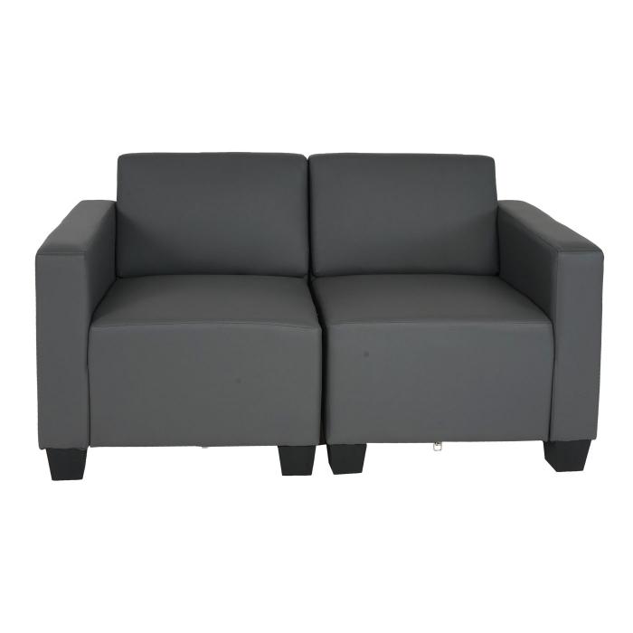 Modular 2-Sitzer Sofa Couch Lyon, Kunstleder ~ dunkelgrau