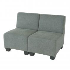 Modular 2-Sitzer Sofa Couch Lyon, Stoff/Textil ~ grau, ohne Armlehnen
