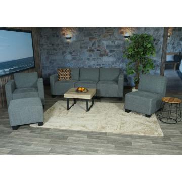 Modular Sofa-System Couch-Garnitur Lyon 3-1-1-1, Stoff/Textil ~ grau