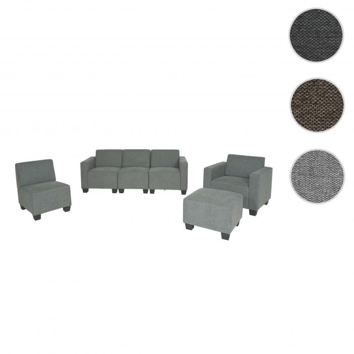 Modular Sofa-System Couch-Garnitur Lyon 3-1-1-1, Stoff/Textil ~ grau
