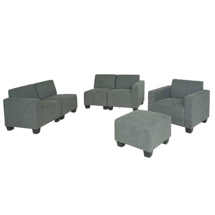 Modular Sofa-System Couch-Garnitur Lyon 3-1-1-1, Stoff/Textil ~ grau