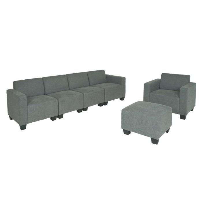 Modular Sofa-System Couch-Garnitur Lyon 3-1-1-1, Stoff/Textil ~ grau