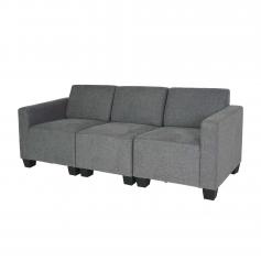 Modular 3-Sitzer Sofa Couch Lyon, Stoff/Textil ~ grau