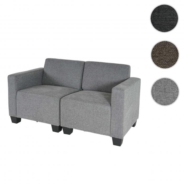 Modular 2-Sitzer Sofa Couch Lyon, Stoff/Textil ~ grau