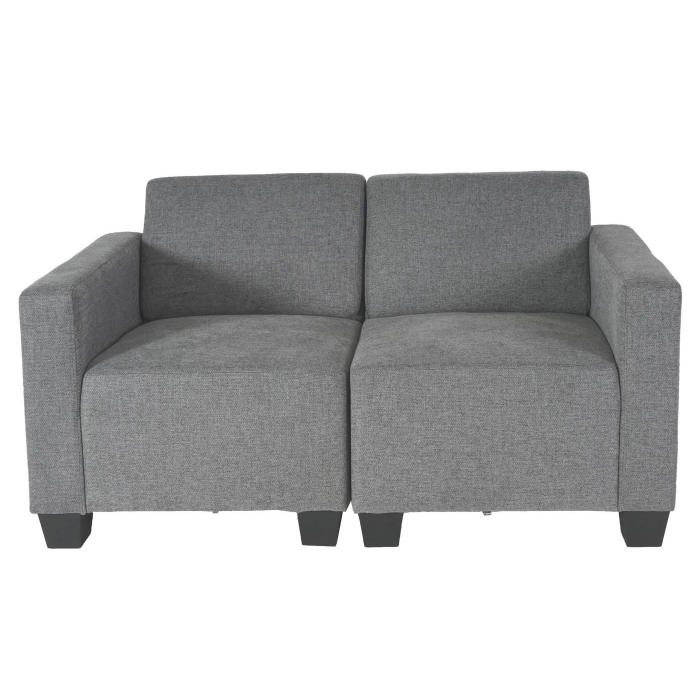 Modular 2-Sitzer Sofa Couch Lyon, Stoff/Textil ~ grau