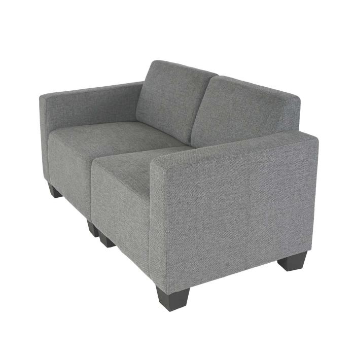 Modular 2-Sitzer Sofa Couch Lyon, Stoff/Textil ~ grau