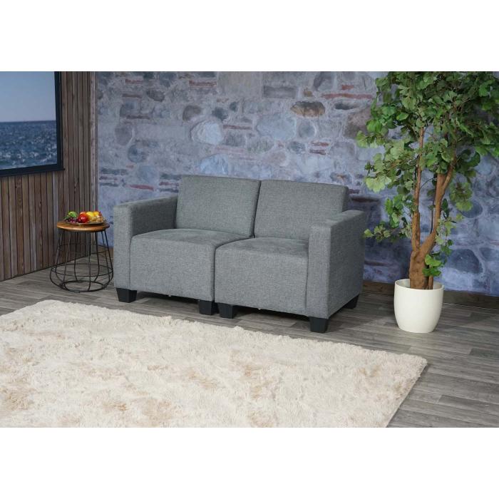 Modular 2-Sitzer Sofa Couch Lyon, Stoff/Textil ~ grau