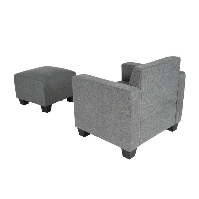 Modular Sessel Loungesessel mit Ottomane Lyon, Stoff/Textil ~ grau