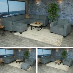 Modular Sofa-System Couch-Garnitur Lyon 6-2, Stoff/Textil ~ grau