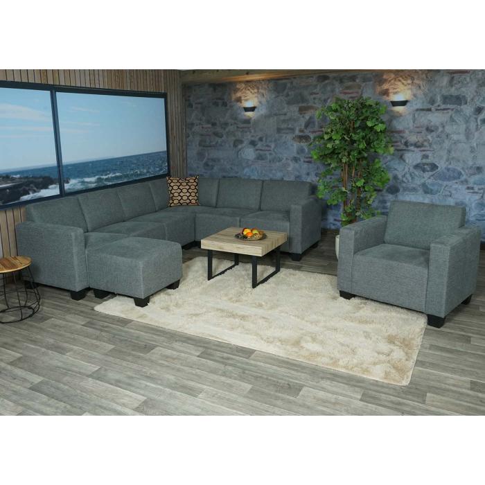 Modular Sofa-System Couch-Garnitur Lyon 6-2, Stoff/Textil ~ grau