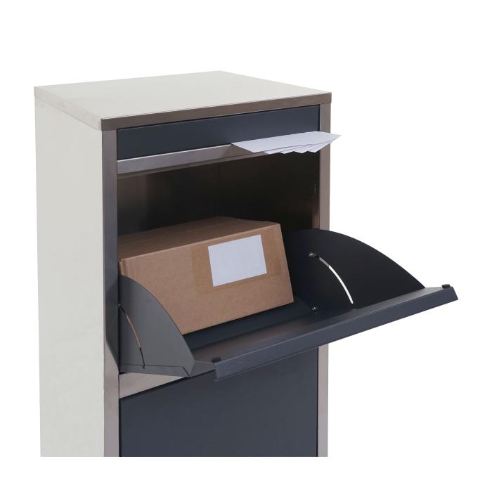 Paketkasten HWC-G80, Paketbox Standbriefkasten Briefkasten Gre L ~ Edelstahl anthrazit