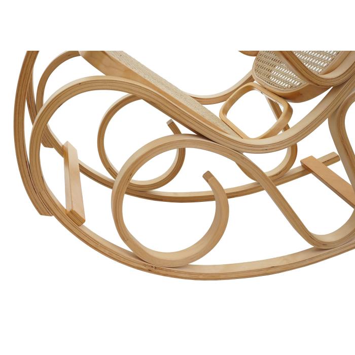 Schaukelstuhl M41, Schwingsessel Fernsehsessel, Massiv-Holz Rattan, FSC-zertifiziert ~ Eiche-Optik