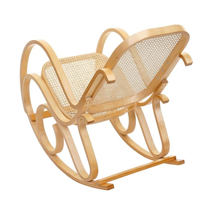 Schaukelstuhl M41, Schwingsessel Fernsehsessel, Massiv-Holz Rattan, FSC-zertifiziert ~ Eiche-Optik
