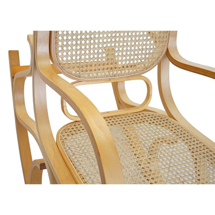 Schaukelstuhl M41, Schwingsessel Fernsehsessel, Massiv-Holz Rattan, FSC-zertifiziert ~ Eiche-Optik