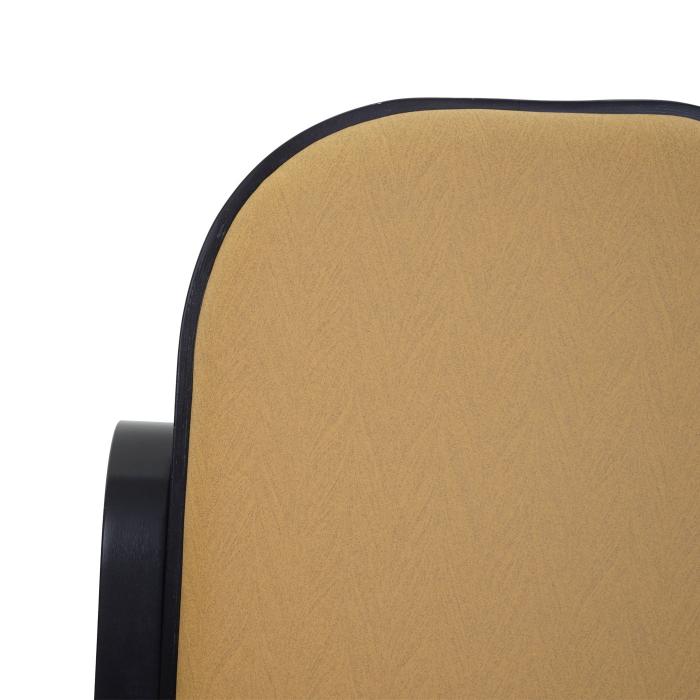 Schaukelstuhl M41, Schwingsessel Fernsehsessel, Massiv-Holz ~ Walnuss-Optik, Stoff/Textil gelb