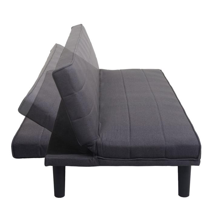 Schlafsofa HWC-J17, Couch Klappsofa Gstebett Bettsofa, Schlaffunktion Stoff/Textil 165cm ~ anthrazit-grau