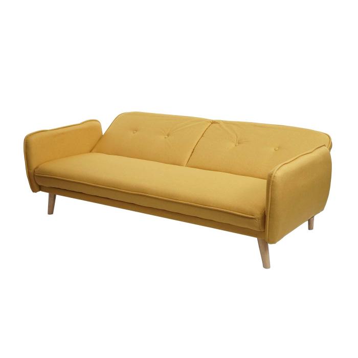 Schlafsofa HWC-J18, Couch Klappsofa Gstebett Bettsofa, Schlaffunktion Stoff/Textil 185cm ~ gelb