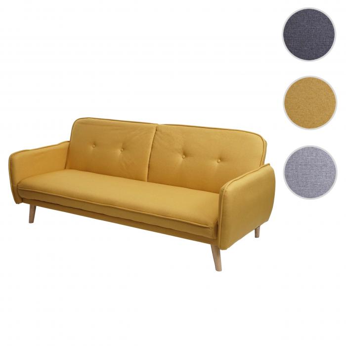 Schlafsofa HWC-J18, Couch Klappsofa Gstebett Bettsofa, Schlaffunktion Stoff/Textil 185cm ~ gelb