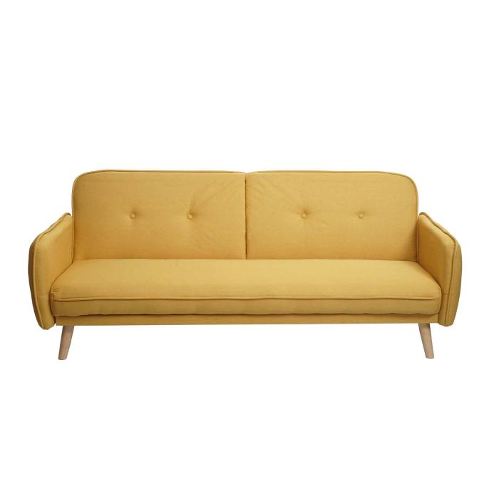Schlafsofa HWC-J18, Couch Klappsofa Gstebett Bettsofa, Schlaffunktion Stoff/Textil 185cm ~ gelb