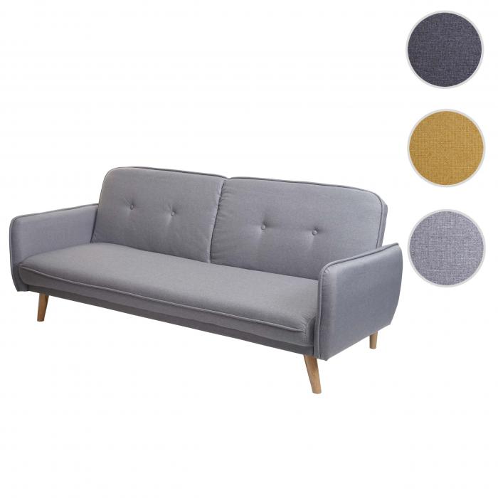 Schlafsofa HWC-J18, Couch Klappsofa Gstebett Bettsofa, Schlaffunktion Stoff/Textil 185cm ~ grau